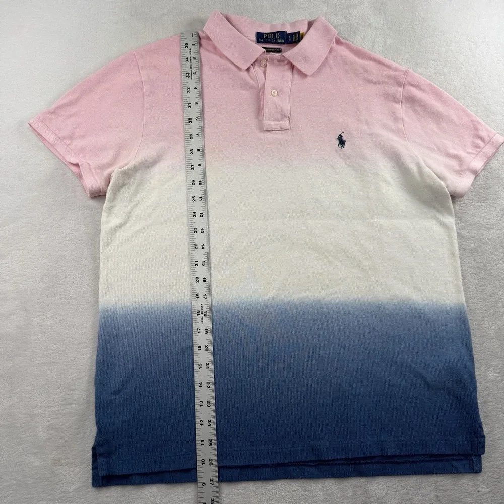 Polo Ralph Lauren Custom Slim Fit Polo Shirt Mens Large Pink Tie-Dye Dip Dyed